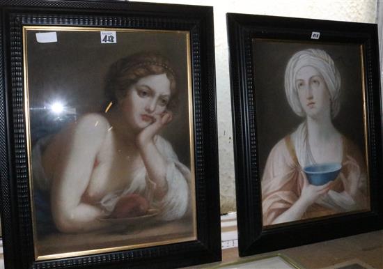 Pair of pastel portraits